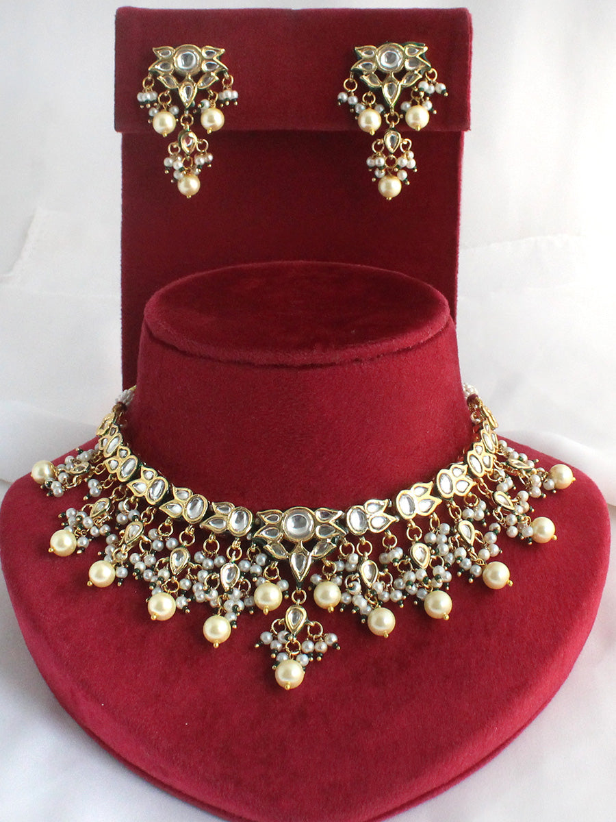 Ditya Choker Necklace Set-Pearl