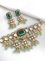 Diya Choker Necklace Set-Green