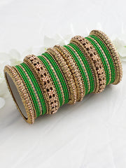 Mauli Bangle Set (Golden)-Green