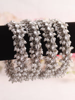Kayra Bangle Set-Silver/White
