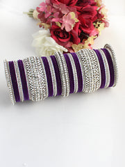 Maryam Bangle Set (Silver)-Purple