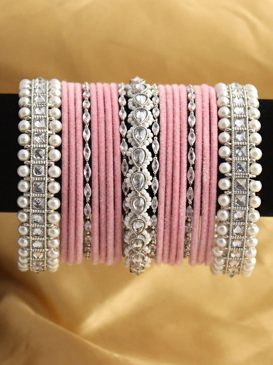 Noor Bangle Set-Pastel Pink