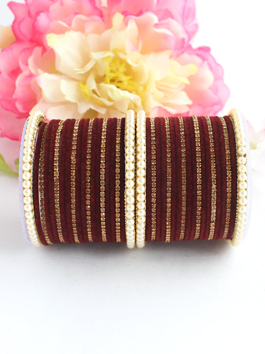 Jaanvi Bangle Set-Maroon