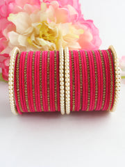 Jaanvi Bangle Set-Hot Pink 