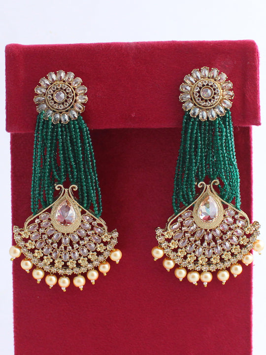 Diya Earrings-Green