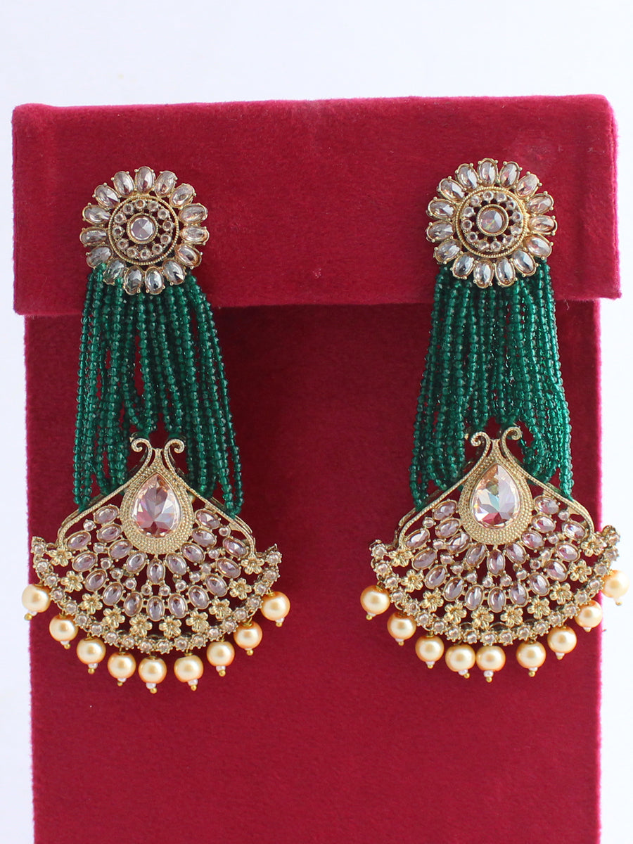 Diya Earrings-Green