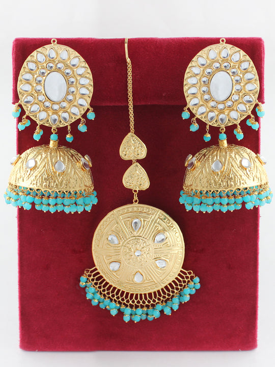 Simran Earrings & Tikka-Turquoise