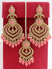 Fatimah Earrings & Tikka-Pink