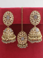 Saanvi Earrings & Tikka-Grey