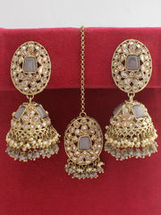 Saanvi Earrings & Tikka-Grey