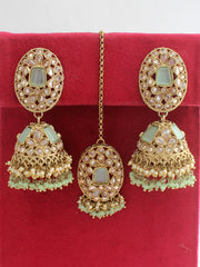 Saanvi Earrings & Tikka-Mint Green