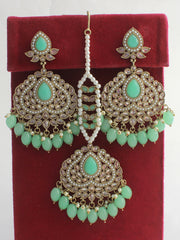 Akshita Earrings & Tikka-Mint Green