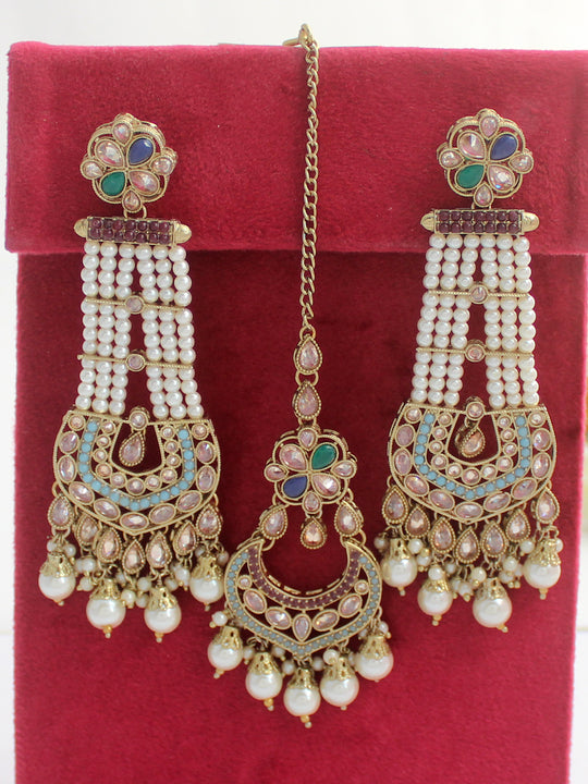 Kashish Earrings & Tikka-Multicolor