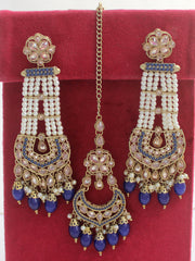 Kashish Earrings & Tikka-Blue