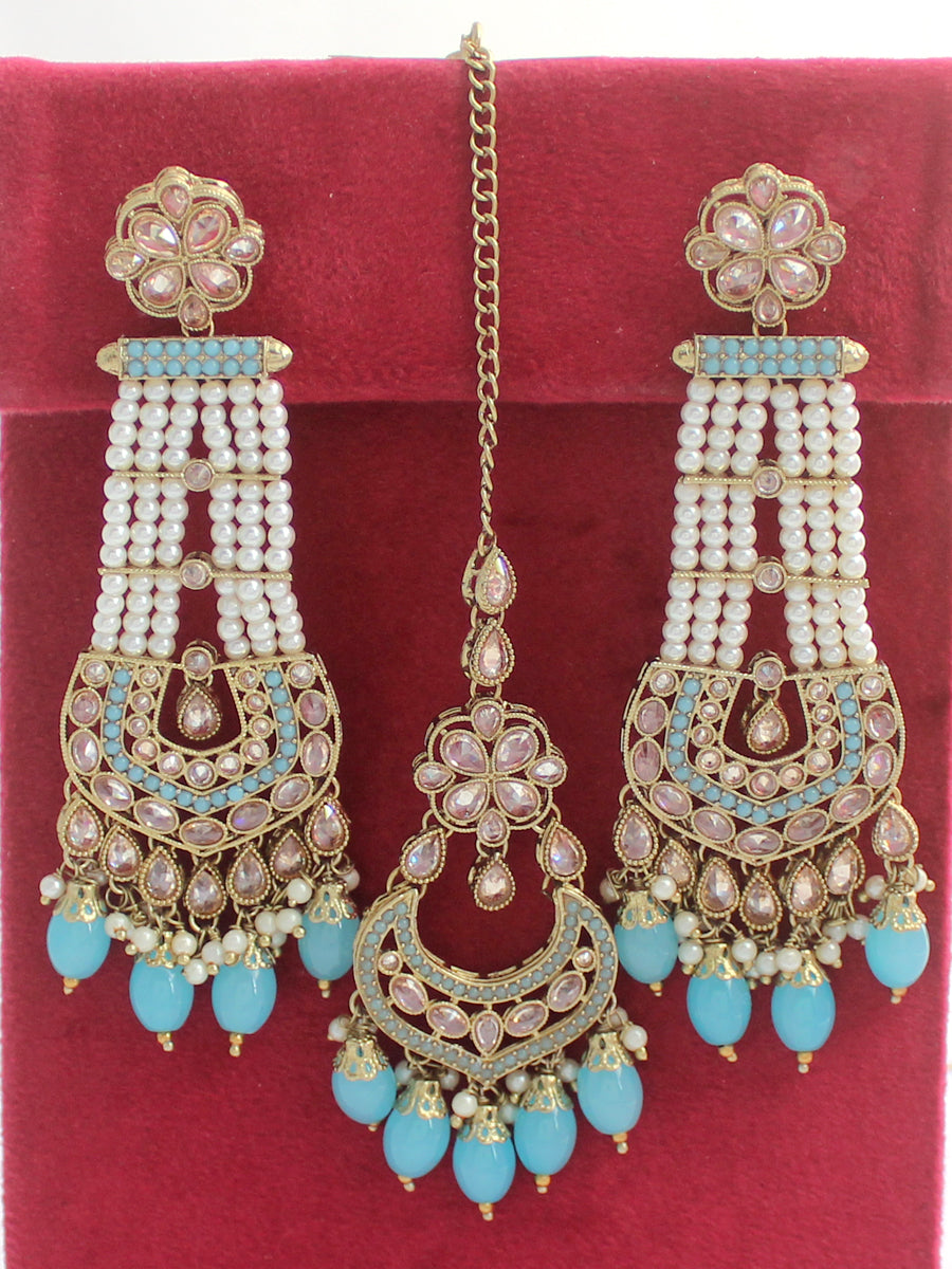 Kashish Earrings & Tikka-Turquoise
