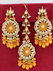Akshara Earrings & Tikka-Yellow