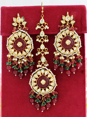 Akshara Earrings & Tikka-Maroon