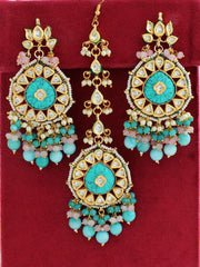 Akshara Earrings & Tikka-Pastel Blue