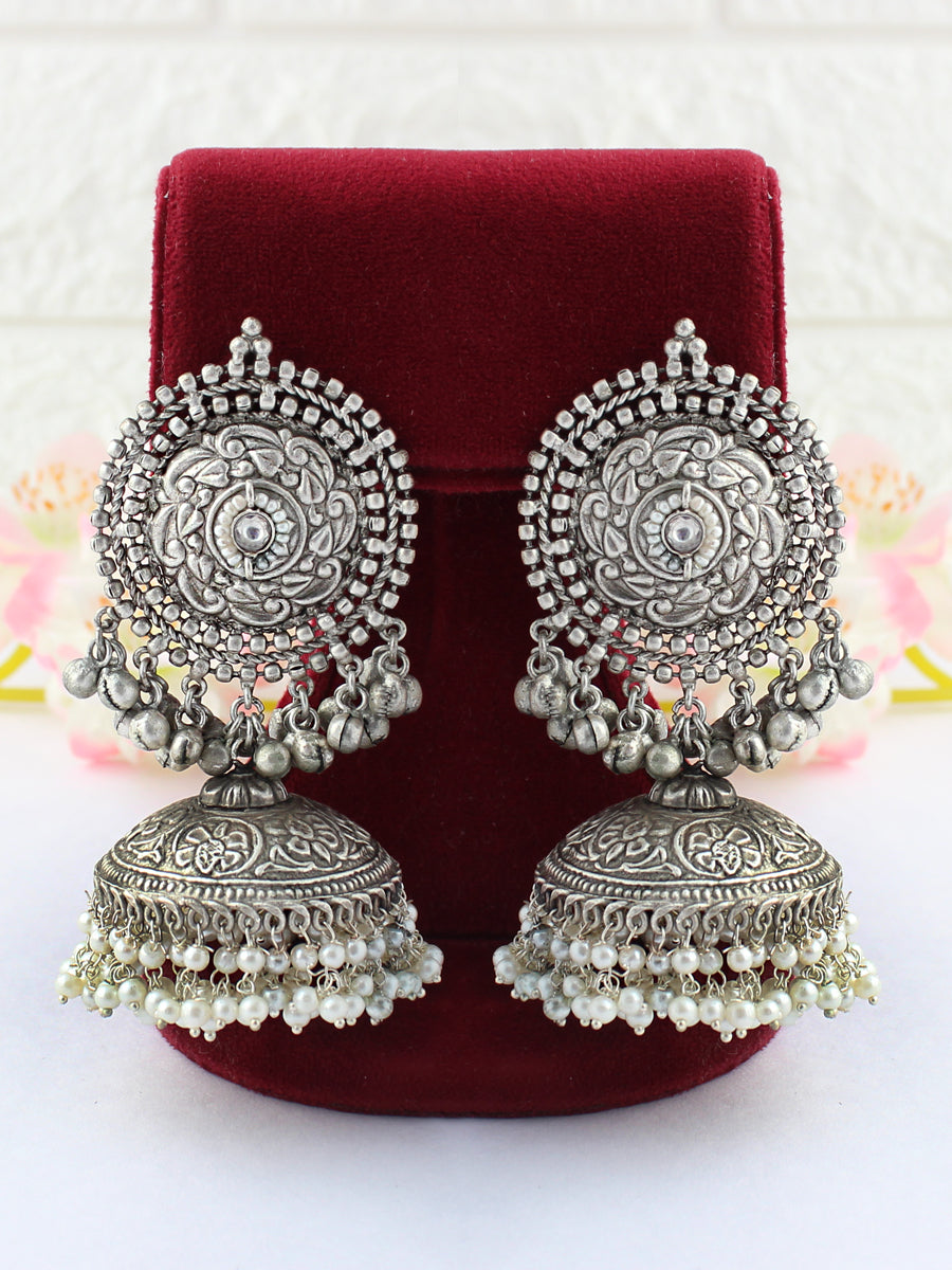 Hyderabad Jhumki Earrings-Silver