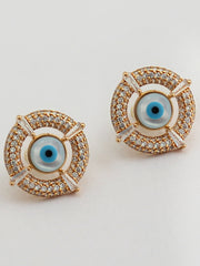 Evil Eye Stud Earrings-Golden