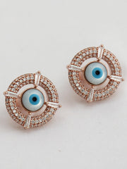 Evil Eye Stud Earrings-Rose Gold