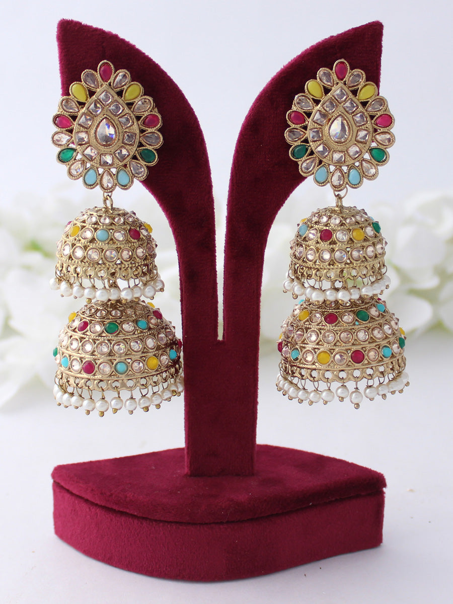 Poorva Jhumki Earrings-Multicolor