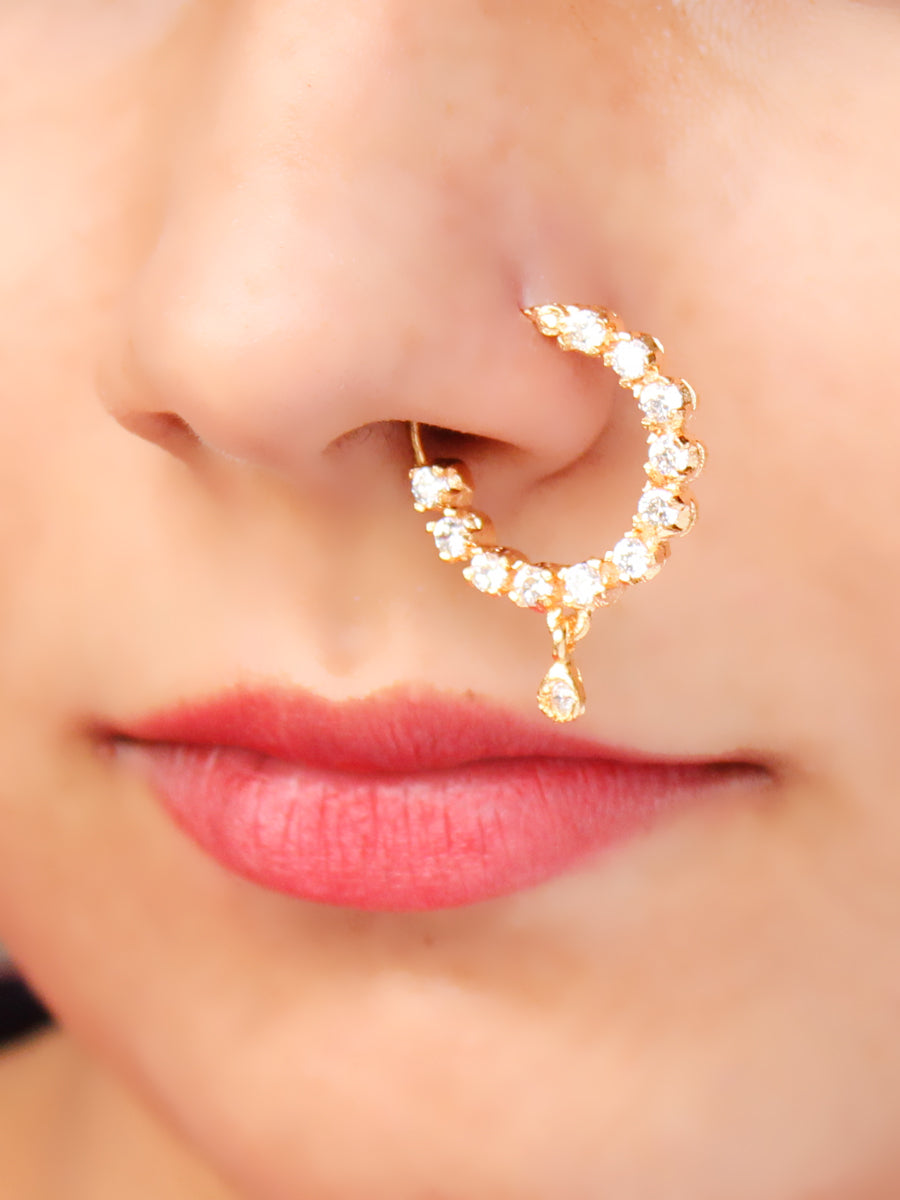 Buy Abhooshan 925 Silver Gold Plated Septum Nose Ring Online at Best Prices  in India - JioMart.