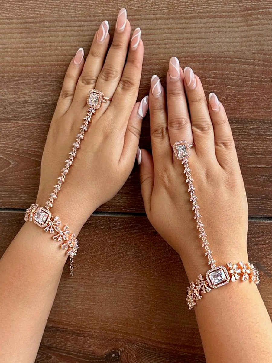 Nayra Hand Harness / Bracelet-Rose Gold