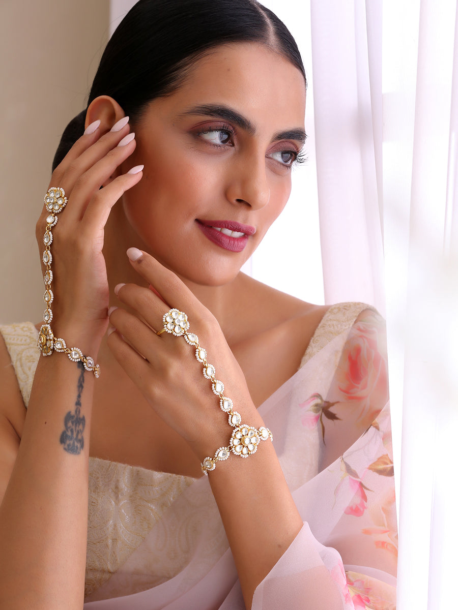 Buy Priyaasi Gold-Plated Pearl Link Bracelet Online