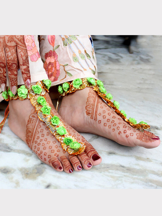 Shahin Floral Anklet Payal-Green
