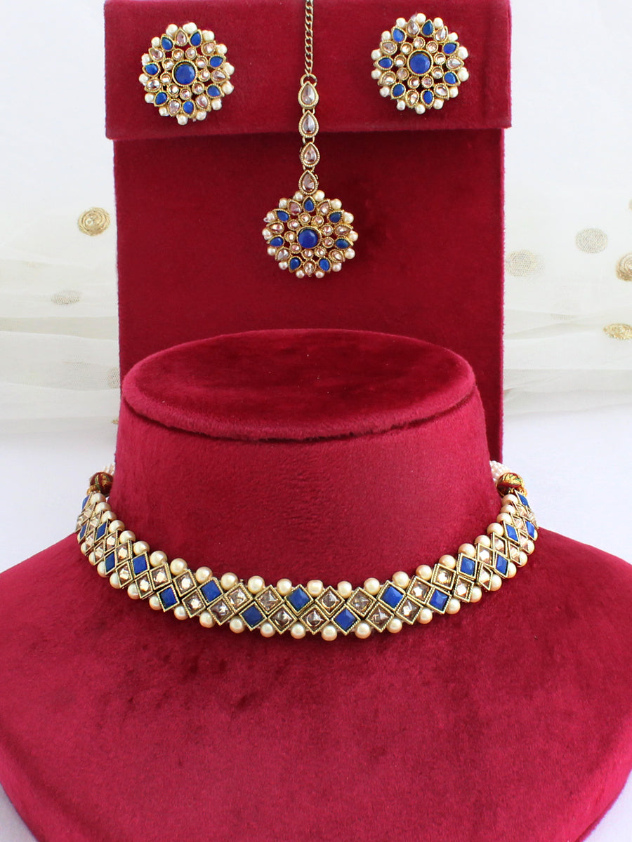 Navya Necklace Set-Blue
