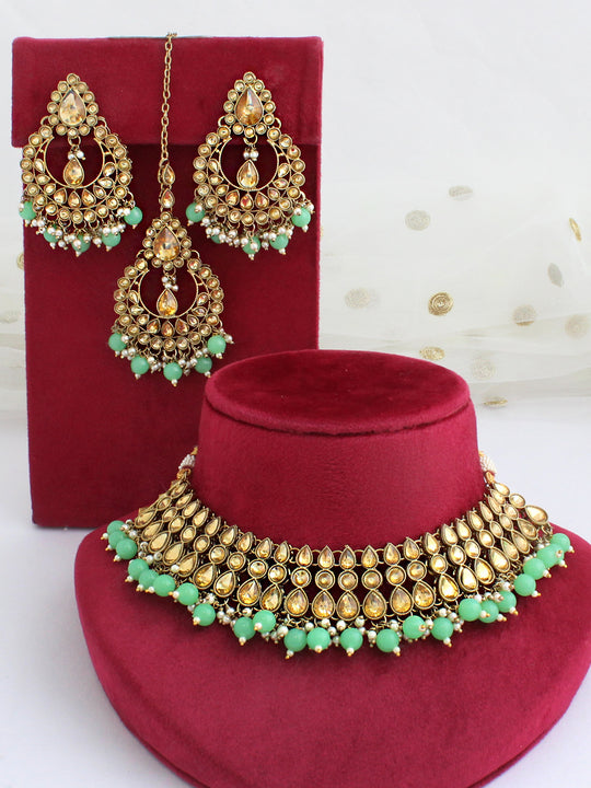 Ribha Necklace Set-Mint Green