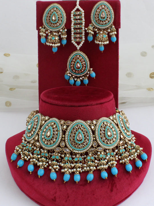 Khyati Necklace Set-Turquoise