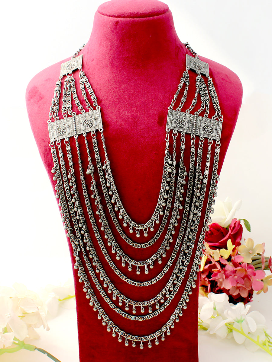 Mohini Layered Necklace-Antique Silver