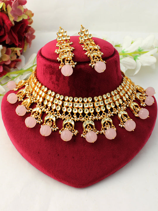 Nahargarh Necklace Set-Pastel Pink