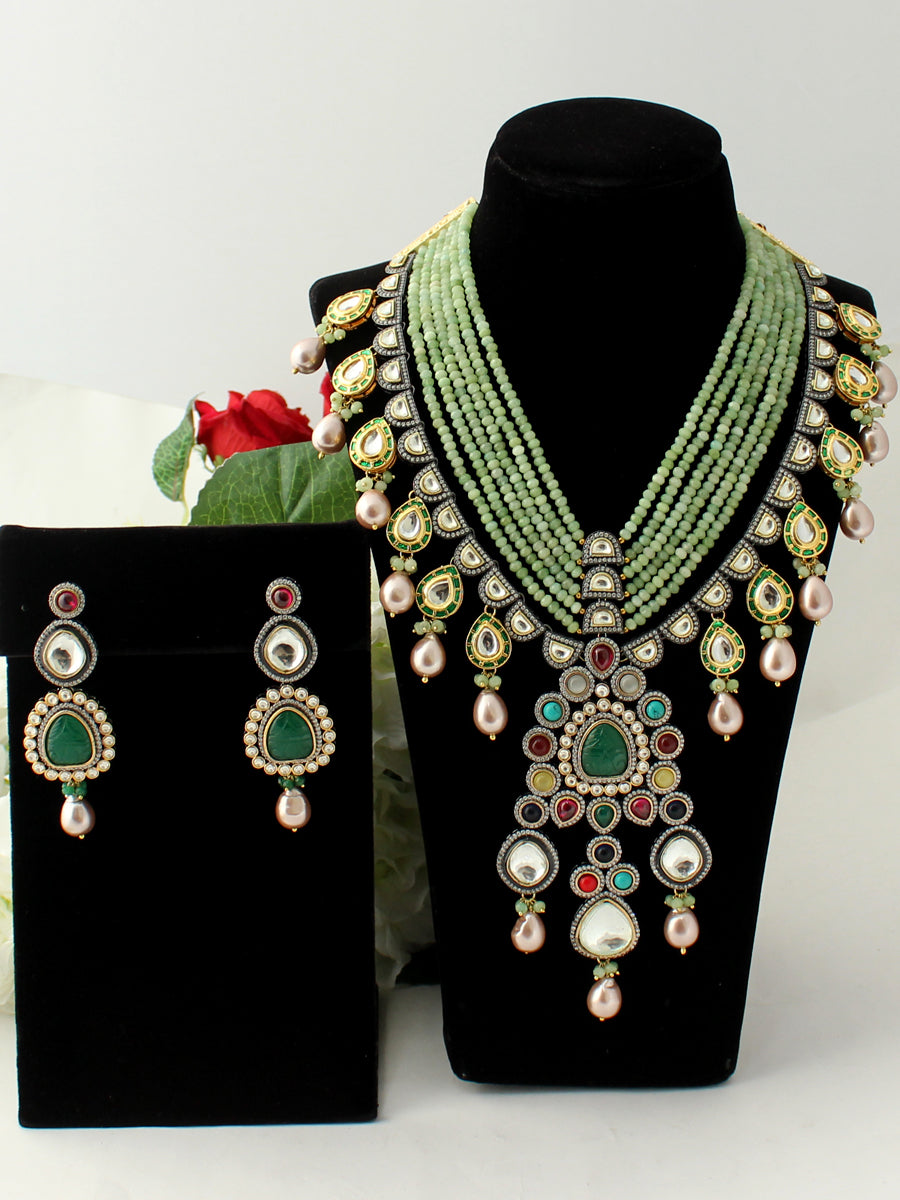 Sonakshi Necklace Set-Mint Green