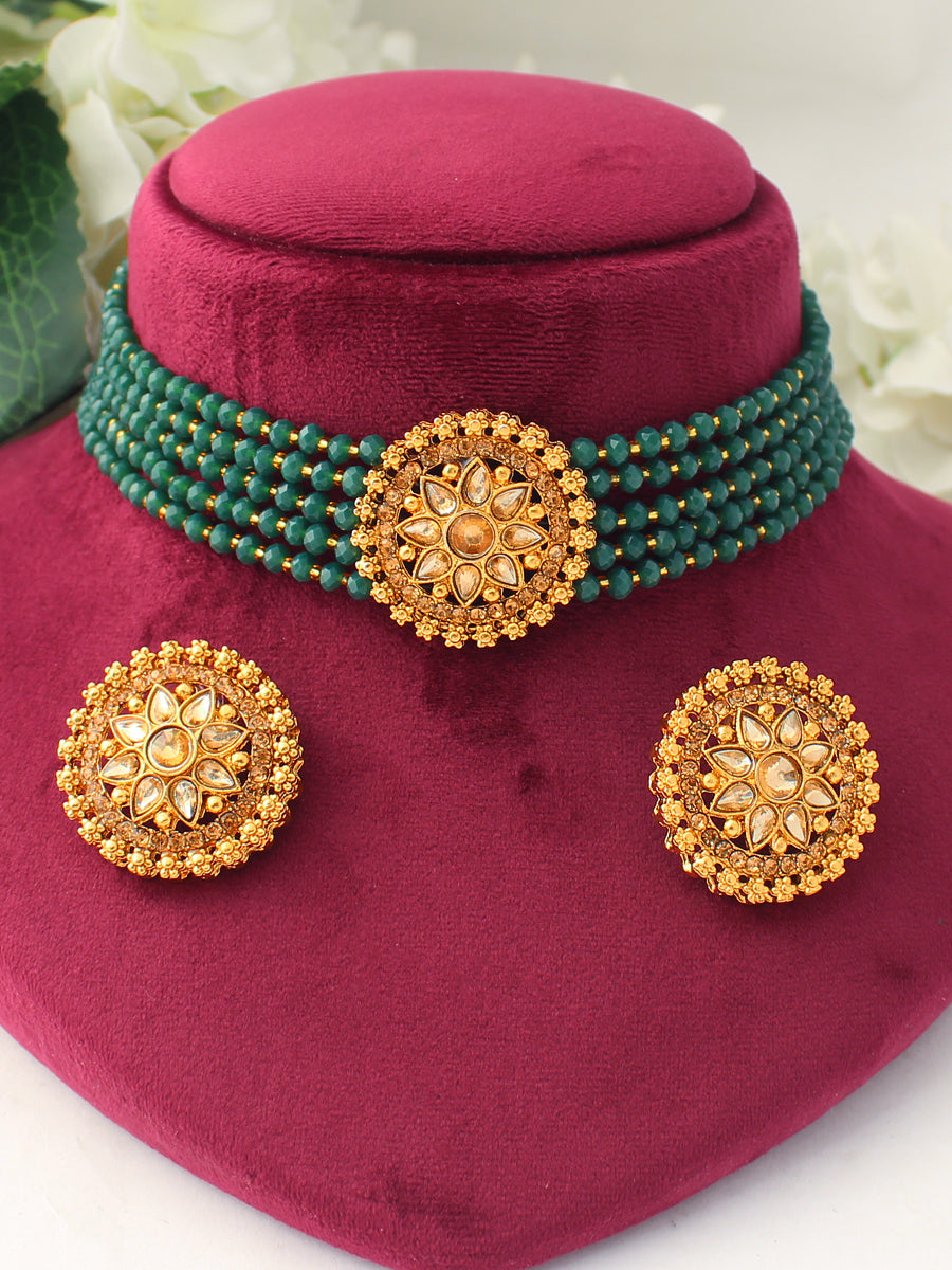 Kaynat Necklace Set-Green