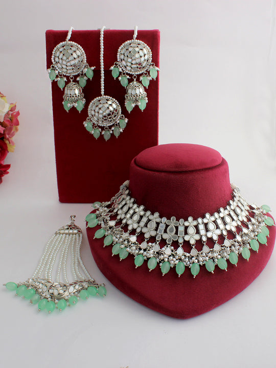 Nigaar Necklace Set-Mint Green