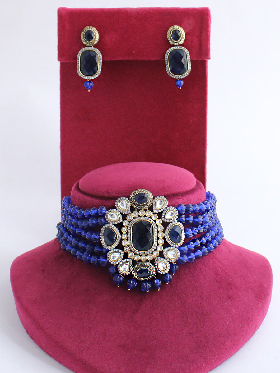 Udita Necklace Set-Blue