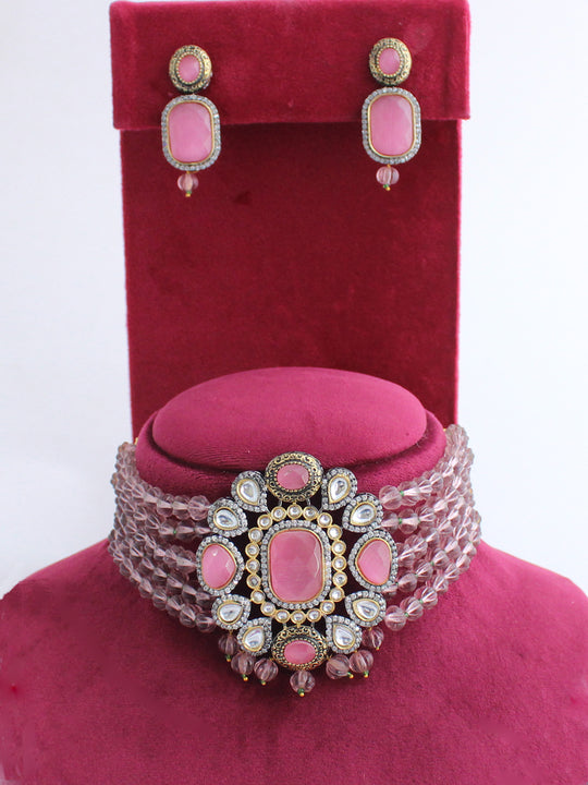Udita Necklace Set-Pink