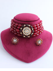 Saanvi Necklace Set-Maroon