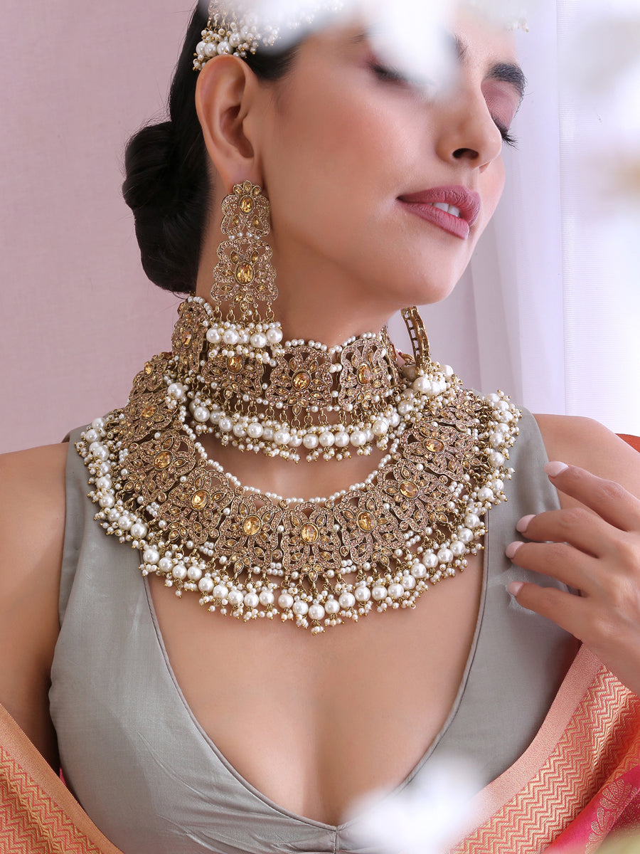 Shahida Necklace Set-Gold