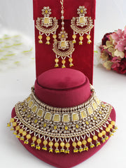 Meenaz Necklace Set-Yellow