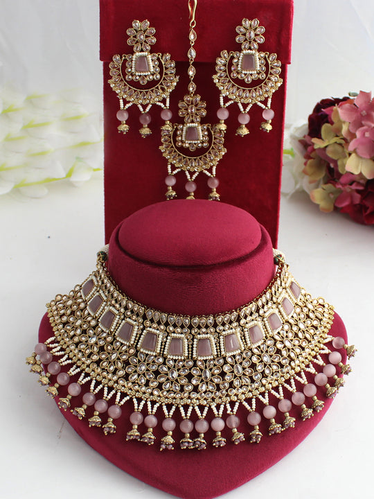 Meenaz Necklace Set-Lavender