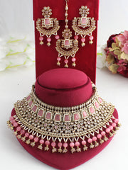 Meenaz Necklace Set-Pastel Pink