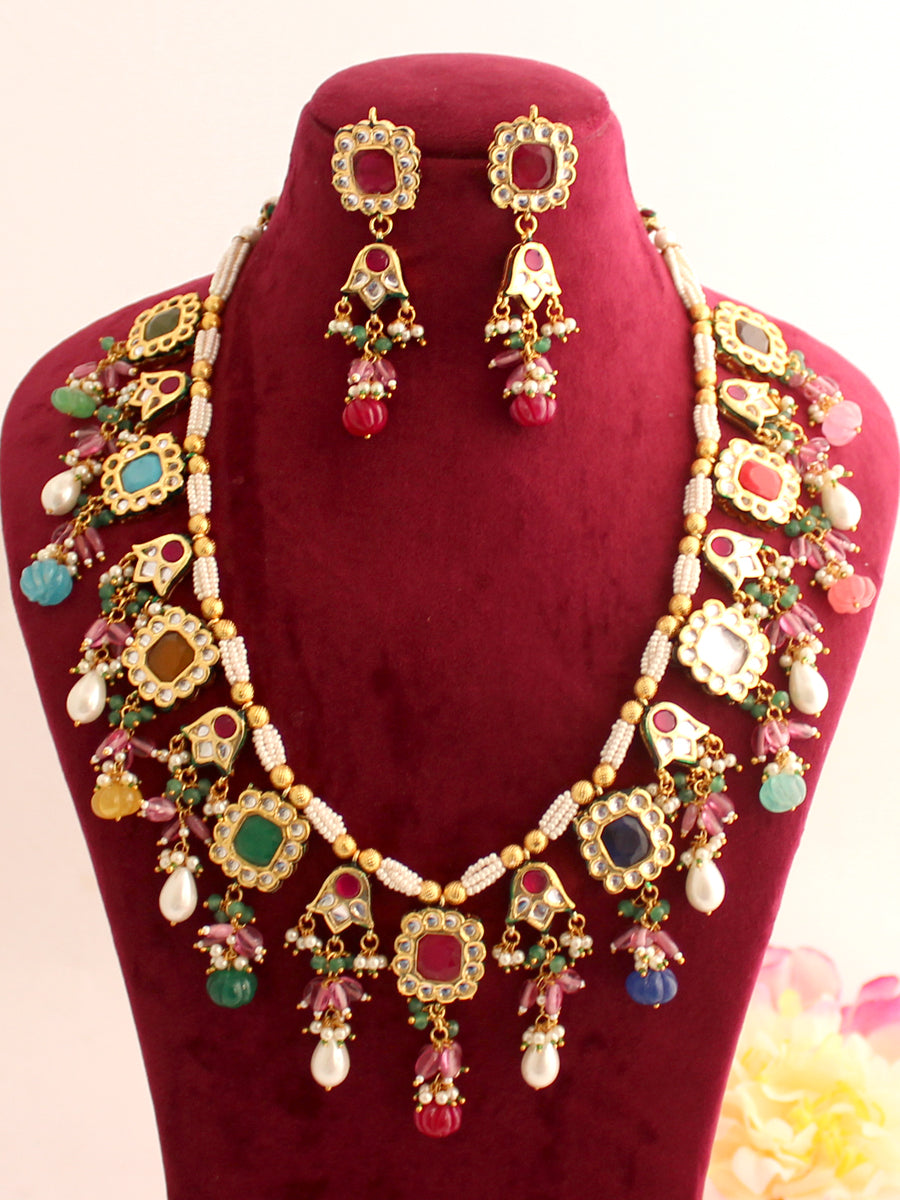 Samakshi Long Necklace Set-Multicolor