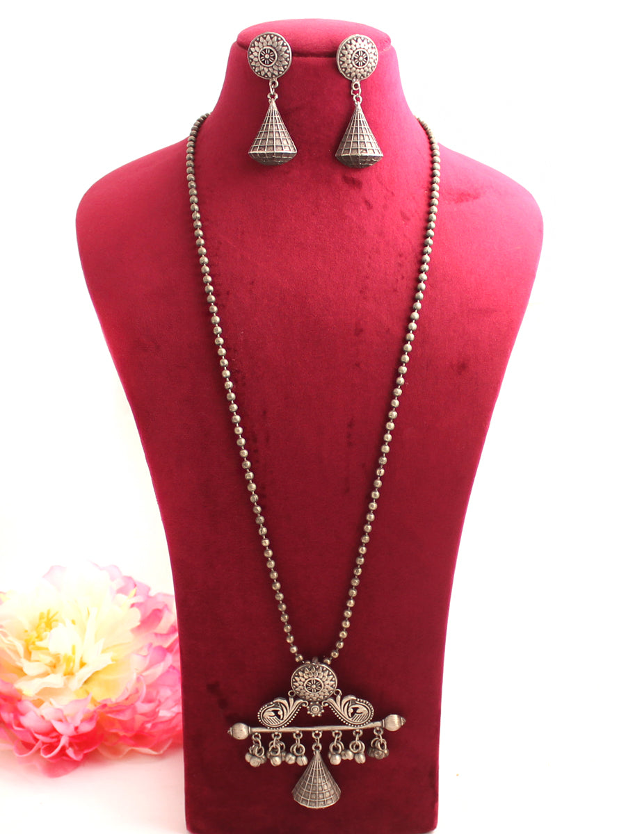 Trishla Necklace Set-Antique Silver