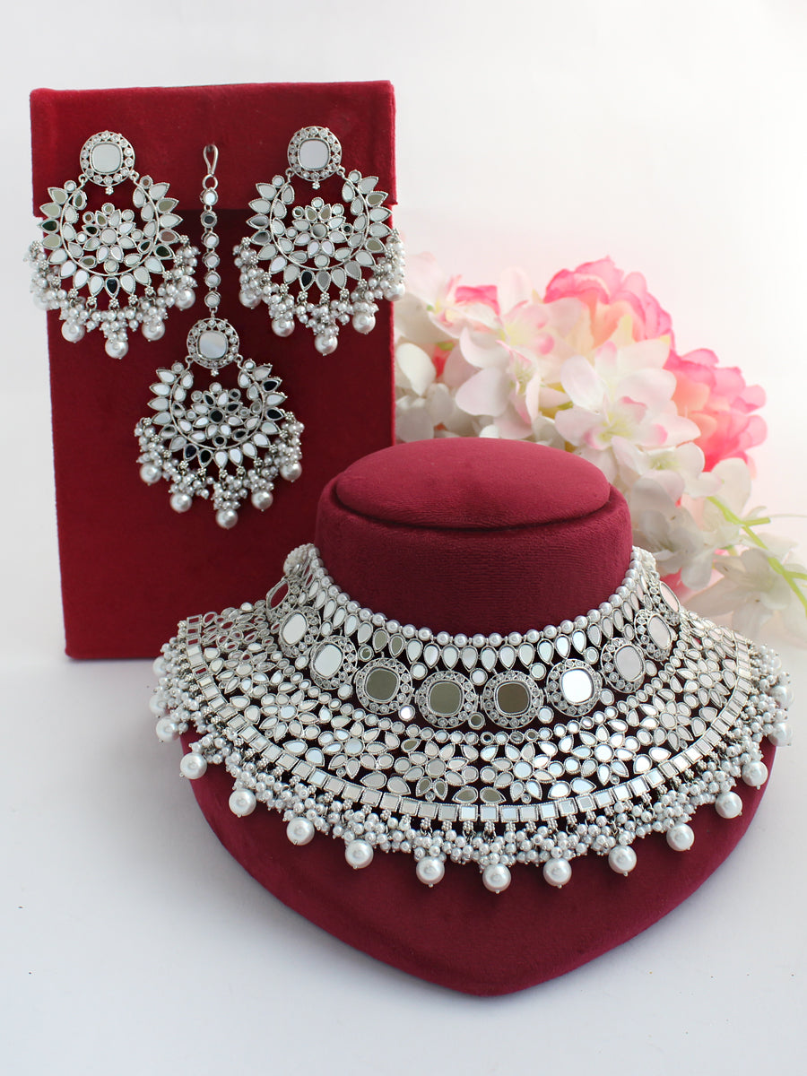 Keesha Necklace Set-Silver