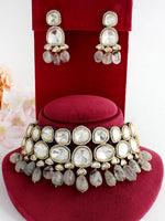 Mumbai Necklace Set-Light Grey