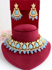 Apeksha Necklace Set-Powder Blue